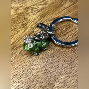 COACH Green Enamel & Swarovski Crystal Frog Prince Silver Tone Hardware